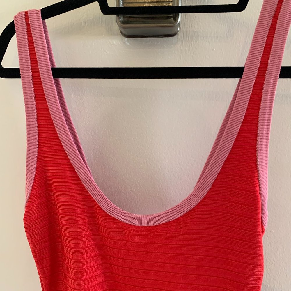 Herve Leger Red Bandage Dress with Pink Trim - Picture 2 of 4